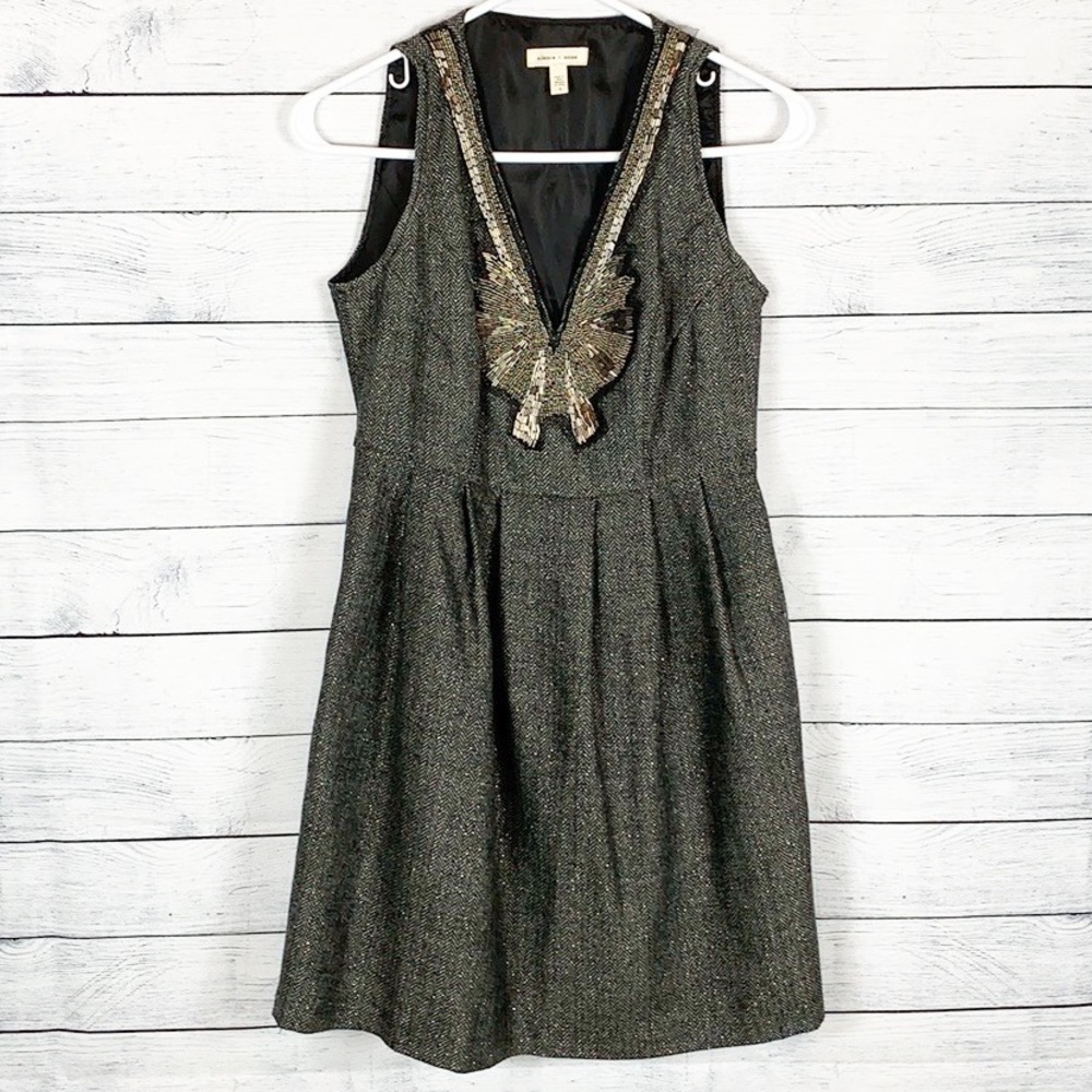 UO Silence & Noise Beaded Chevron Tweed Dress